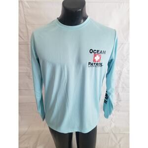 Ocean Patrol Men's Pullover; Light Blue w Ocean Patrol Logo Long Sleeve - Small